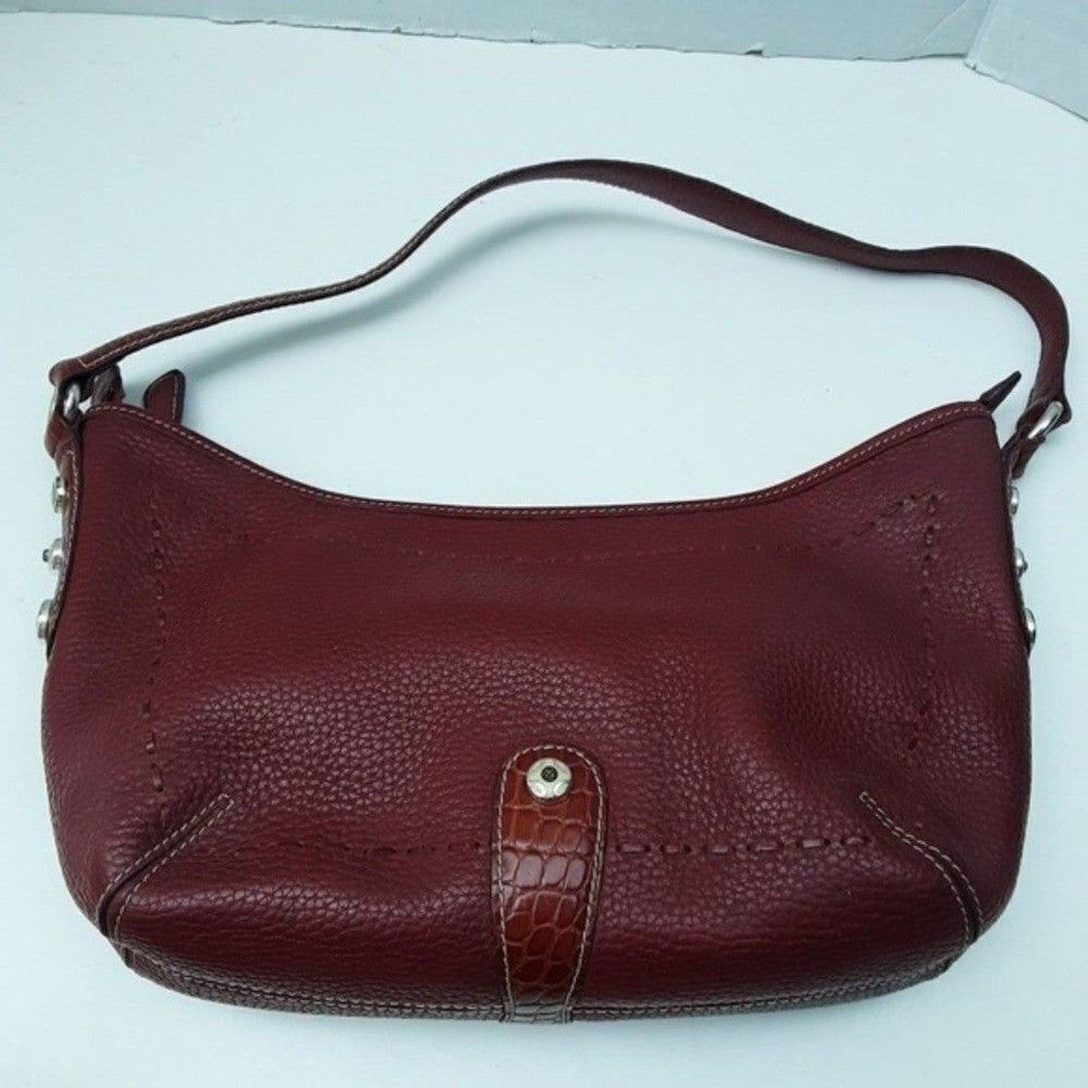 Brighton Women's Y2K Dark Red Leather Shoulder Handbag